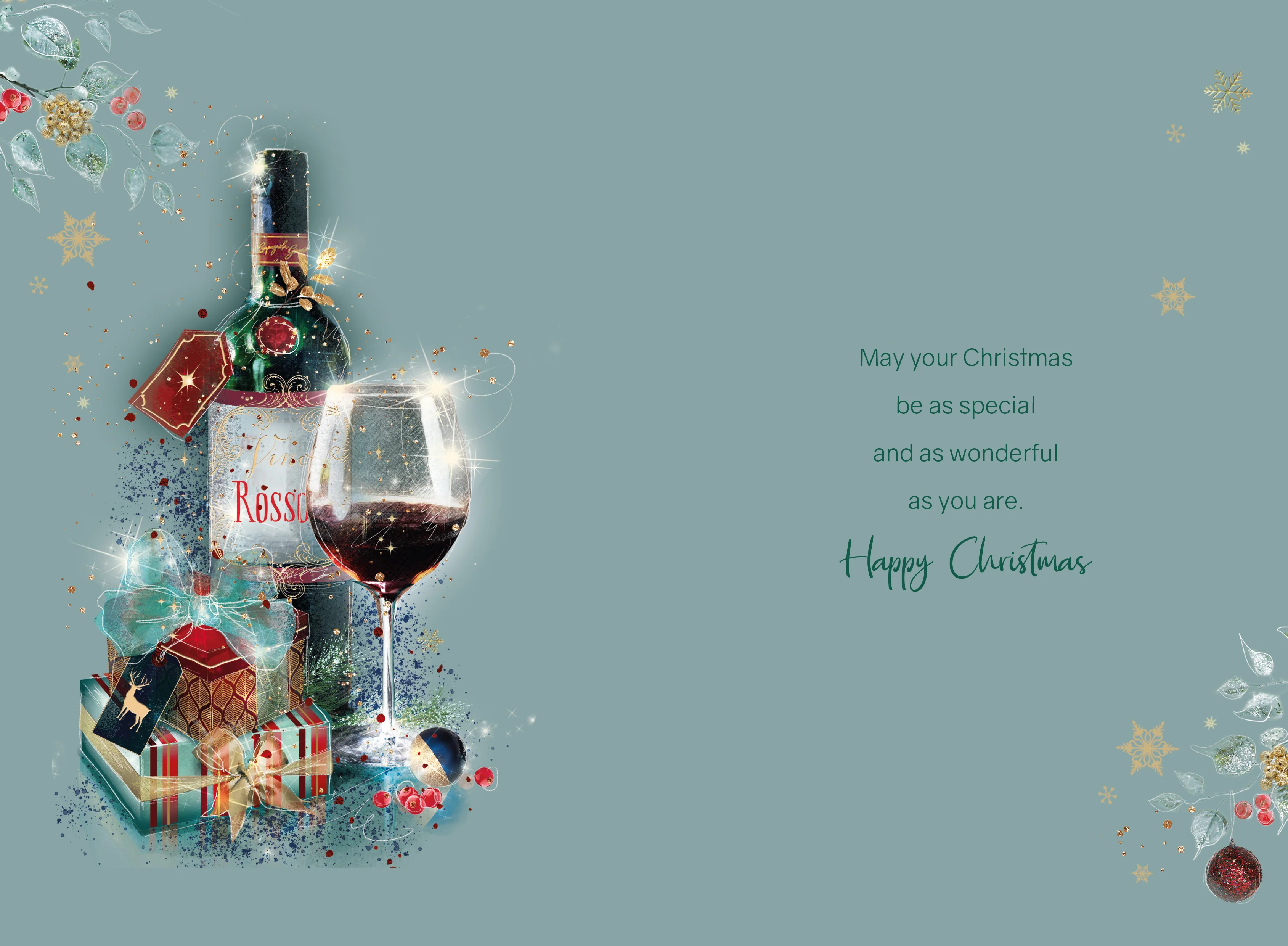 Boy Friends Tealish Green Christmas Card