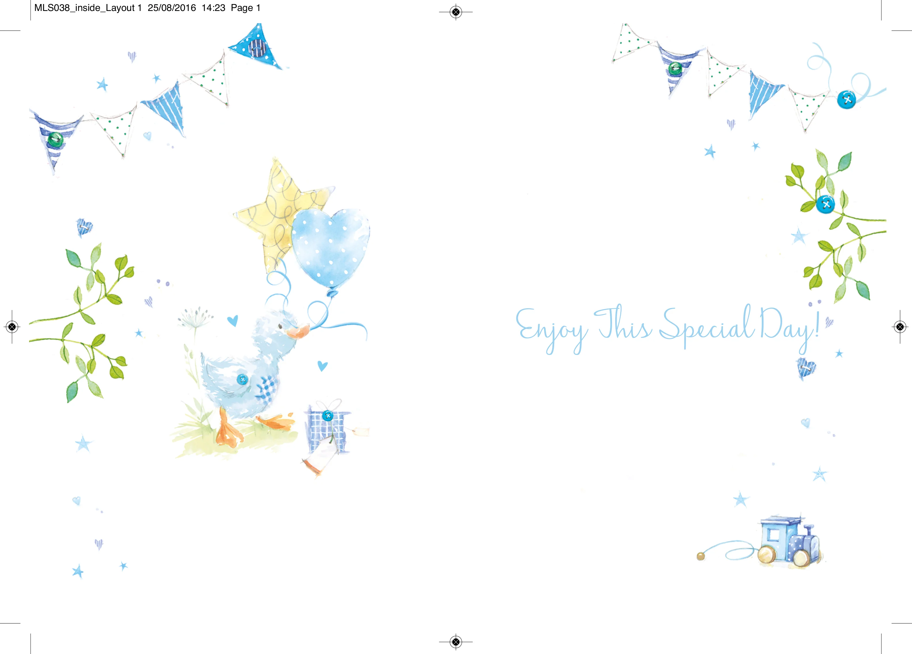 Duck with Blue Love Baby Shower Card