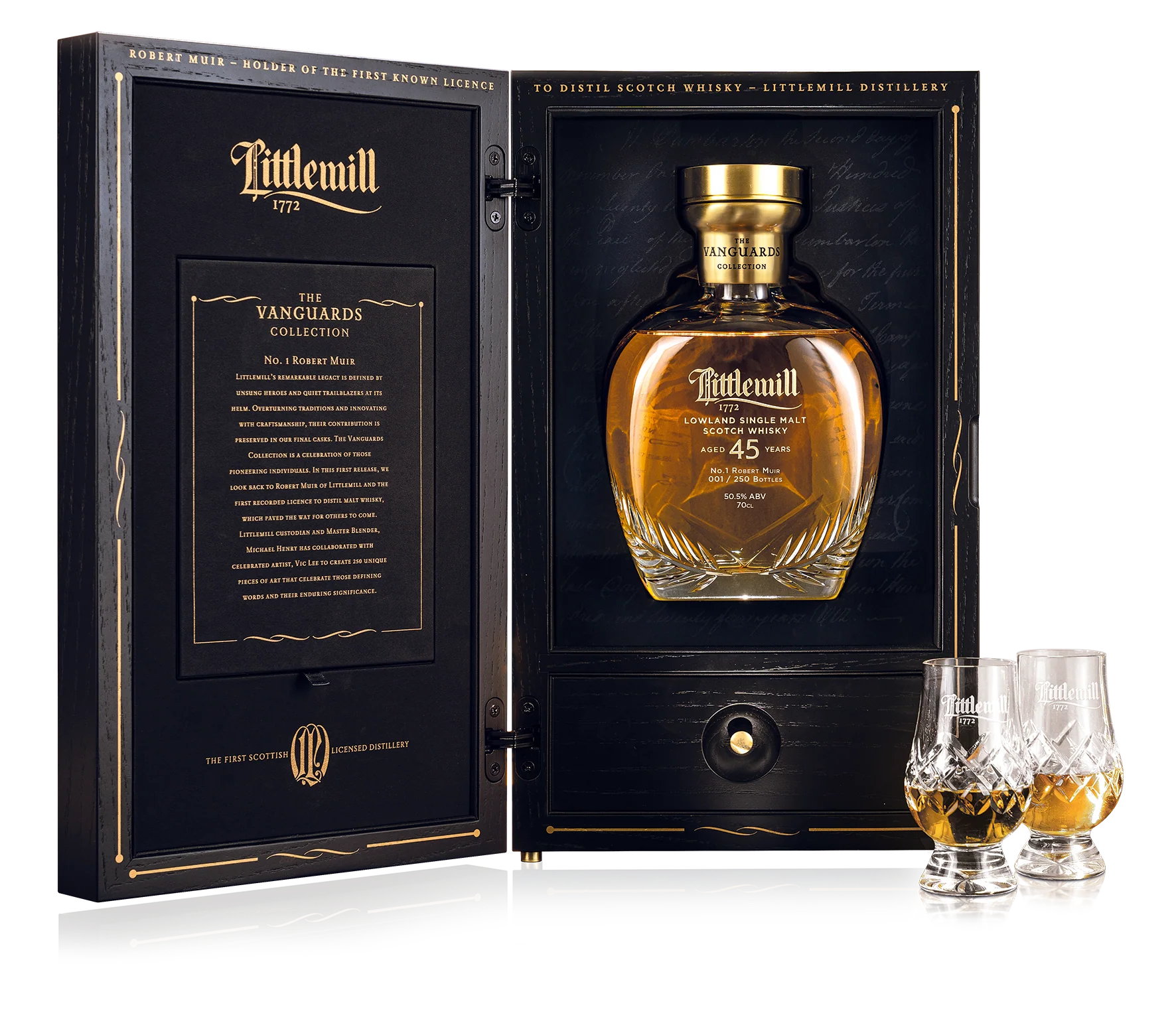 Littlemill, The Vanguards, No.1 Robert Muir, 45-Year-Old (50.5%)(70cl +5cl) - Image 2