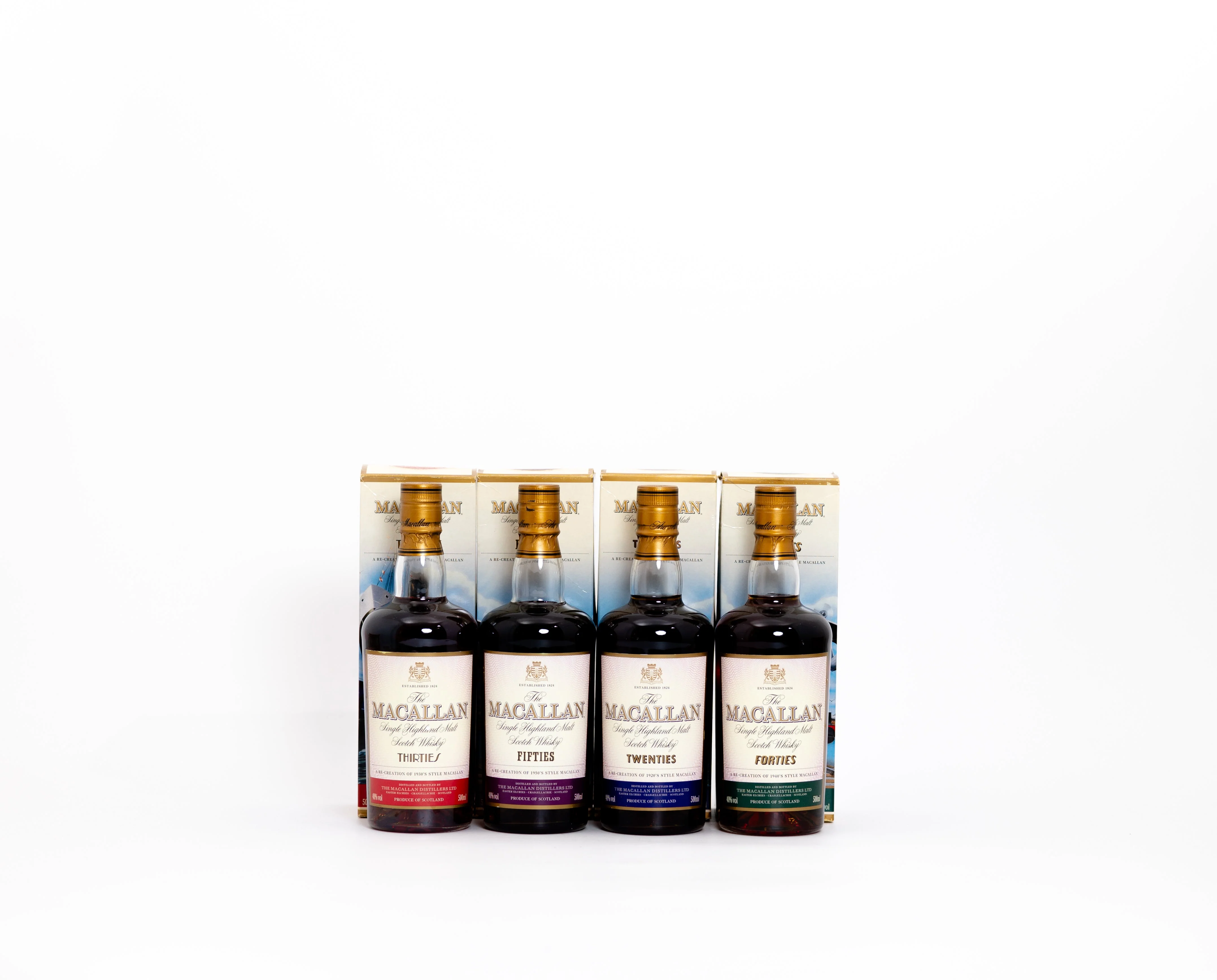 The Macallan Decades Collection – 4 x 50cl Bottles (Twenties, Thirties, Forties, Fifties)